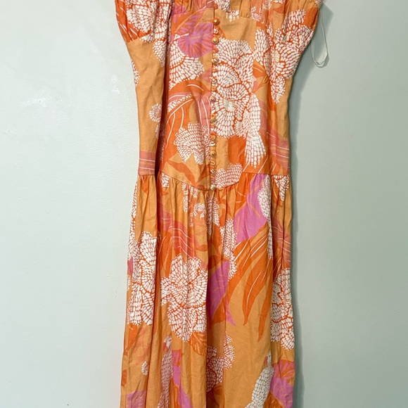 Farm Rio x Anthropologie Linen Blend Strapless Drop-Waist Maxi Dress size M - Picture 6 of 9